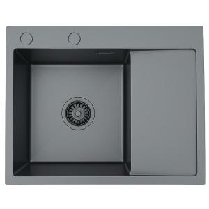 Zlewozmywak stalowy jednokomorowy z ociekaczem czarny STEEL 5849L lewa komora