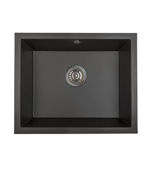 Zlewozmywak granitowy podwieszany jednokomorowy JUNIT 56 czarny metalik