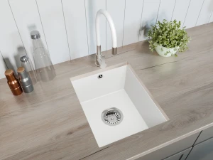 Zlewozmywak granitowy podwieszany jednokomorowy JUNIT 38 biały