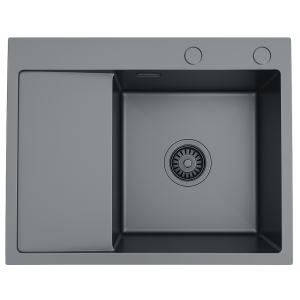 Zlewozmywak stalowy jednokomorowy z ociekaczem czarny STEEL 5849R Prawa komora