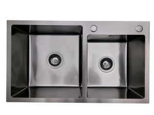 Zlewozmywak stalowy dwukomorowy STEEL 7845 CZARNY