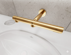 Bateria bezdotykowa umywalkowa Power 3w1 dozownik suszarka złota podtynkowa