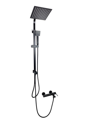 QUBUS Zestaw Natryskowy z Deszczownicą i Baterią wannową Czarną UNO