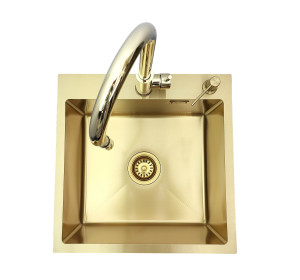 Zlewozmywak stalowy STELLMAN 5050 Gold z Dozownikiem i Baterią AFINO