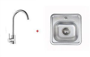 Zlewozmywak stalowy 4848S6/180 Satyna + Bateria chrom