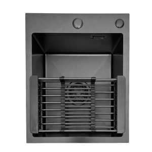 Zlewozmywak stalowy jednokomorowy czarny 40x50 z Koszykiem