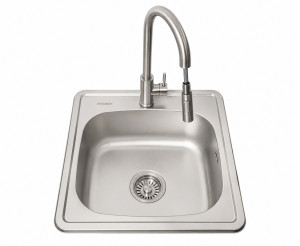 Nowoczesny zestaw do kuchni: Zlewozmywak 48x48 cm + bateria AFINO INOX z wyciąganą wylewką