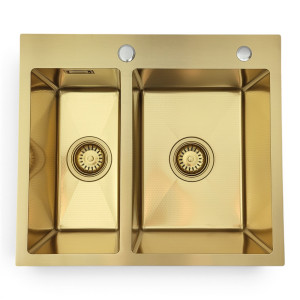 Zlewozmywak stalowy dwukomorowy STEEL 5649 Gold