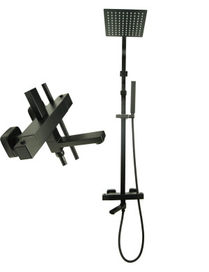 Zestaw bateria wannowa natryskowa termostatyczna LIBRE CZARNA