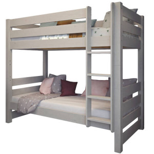 Drewniane łóżko piętrowe - Jan szare 90x200  | Lite drewno sosnowe | Tartak Meble