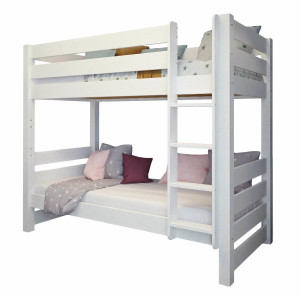 Drewniane łóżko piętrowe - Jan białe 90x200  | Lite drewno sosnowe | Tartak Meble