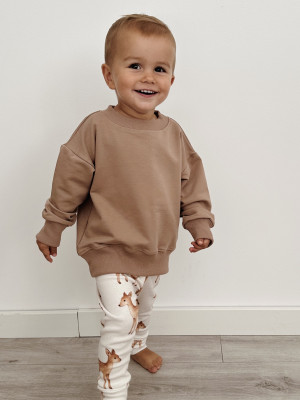 Bluza bawełniana dresowa oversize w kolorze cynamonowym dla dzieci