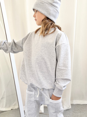 Bluza bawełniana dresowa oversize w kolorze szarym dla dzieci