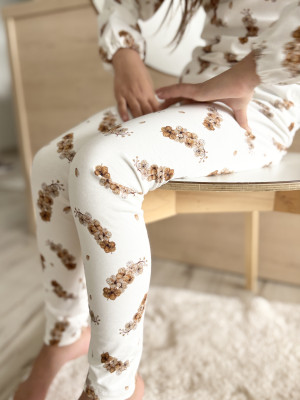 Legginsy bawełniane z nadrukiem w storczyki dla dziewczynki