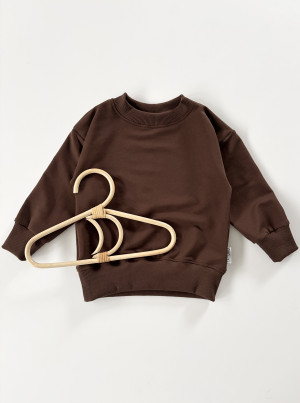 Bluza bawełniana dresowa oversize w kolorze kakaowym dla chłopca