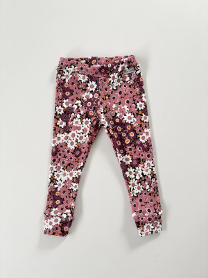 Legginsy bawełniane prążkowane z nadrukiem w kwiaty dla dziewczynki