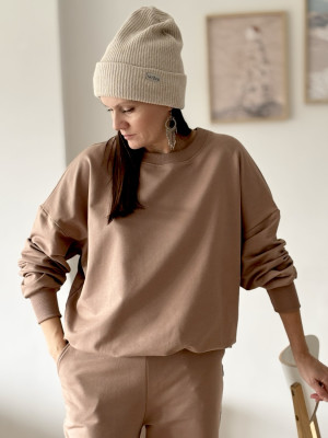 Bluza damska bawełniana oversize w kolorze cynamonowym