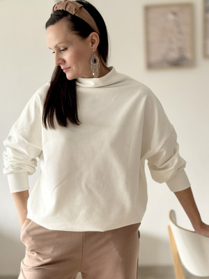 Bluza damska bawełniana oversize w kolorze ecru
