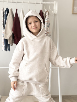 Bluza ocieplana z kieszonką i kapturem natural