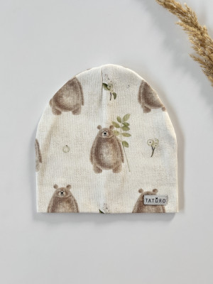 Czapka bawełniana beżowa w misie sweet bear dla dzieci
