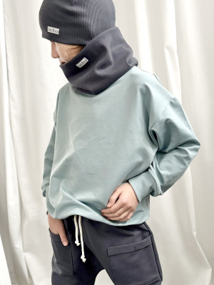 Bluza bawełniana jasnoniebieska dusty blue oversize dla chłopca