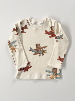 Longsleeve prążkowany odlotowe misie