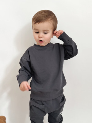 Bluza bawełniana grafitowa oversize dla chłopca