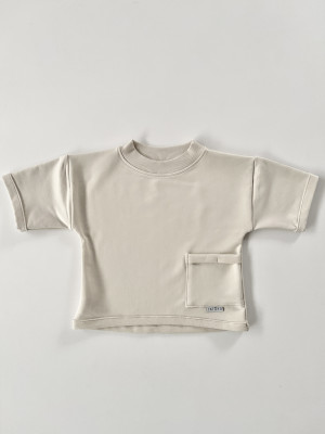 Bluza bawełniana oversize beżowa dla chłopca