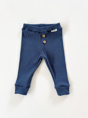 Legginsy bawełniane classic prążkowane w kolorze granatowym dla dzieci