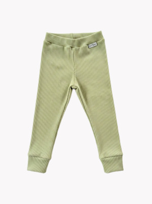 Legginsy bawełniane prążkowane w kolorze pistacji dla dziewczynki