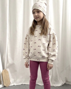 Bluza bawełniana prążkowana bufka z motywem jeżynki dla dziewczynki