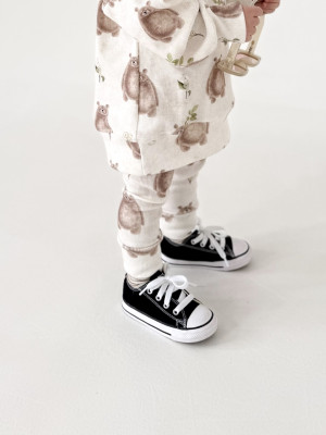 Legginsy bawełniane w misie sweet bear beżowe dla chłopca