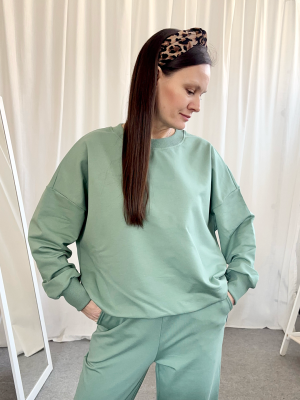 Bluza damska bawełniana oversize w kolorze kaktusa