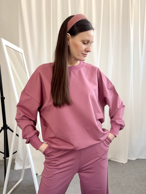 Bluza damska bawełniana oversize w kolorze malaga