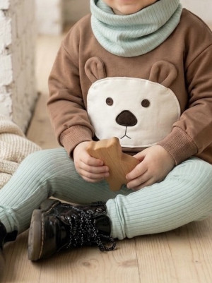 Legginsy bawełniane prążkowane w kolorze miętowym dla chłopca