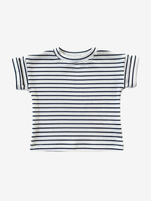 T-shirt bawełniany prążkowany w paski dla chłopca