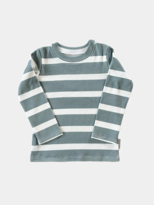 Longsleeve bawełniany prążkowany w paski niebieskie dla chłopca