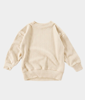 Bluza bawełniana prążkowana oversize w kolorze wanilii dla chłopca