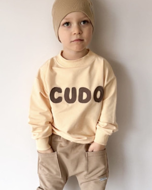 Bluza bawełniana oversize ecru z napisem CUDO dla dzieci