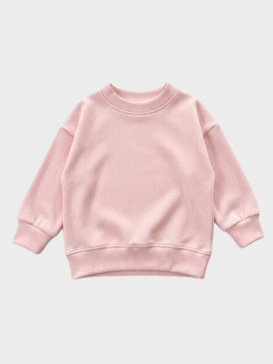 Bluza bawełniana prążkowana oversize pastelowy róż dla dziewczynki