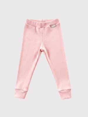 Legginsy bawełniane prążkowane pastelowy róż dla dziewczynki