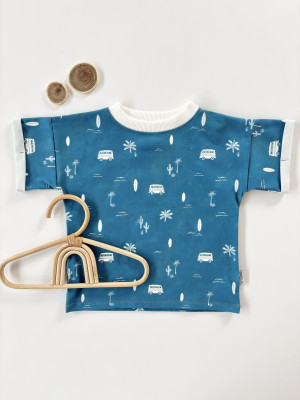 T-shirt bawełniany ciemny turkus dla chłopca