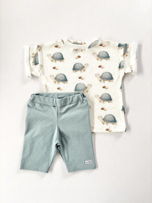 Komplet t-shirt turtles + kolarki dusty blue