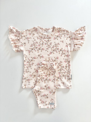 Komplet t-shirt motyl +kolarki petit rose puder