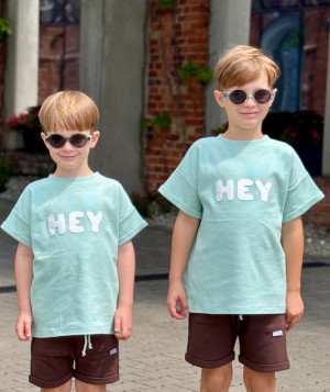 T-shirt wafel w kolorze mięty dla chłopca