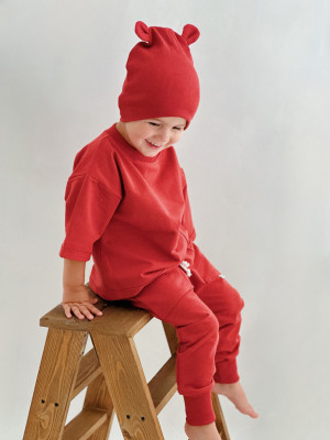 Komplet bluza Street chili +spodnie z kieszonkami chili