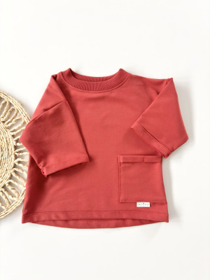 Bluza bawełniana street oversize z kieszonką czerwona dla chłopca