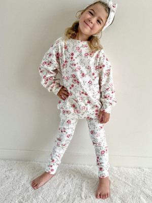 Komplet prążkowany nostalgic flower bluza+ legginsy
