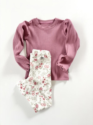 Komplet bluzka Malaga+ legginsy prążkowane nostalgic flower