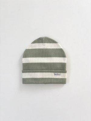 Czapka wywijana prążkowana strips green